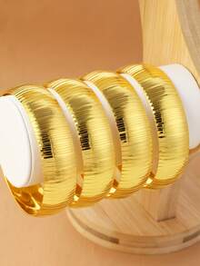 1/3/4pcs Exaggerated Large Textured Bangle Bracelets For Women, Suitable For Gifts And Daily Wear