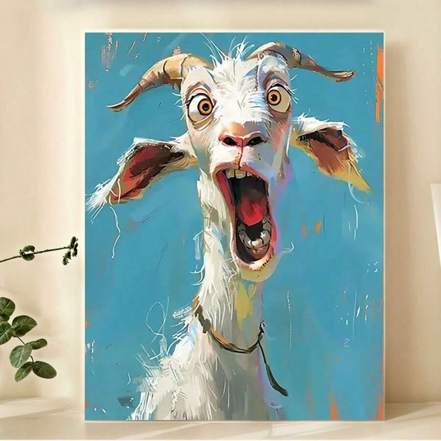 [Tranh Canvas Dê] 1 tấm áp phích in canvas dê không khung - Nghệ thuật treo tường hài hước và đầy màu sắc cho phòng khách, phòng ngủ, văn phòng, phòng ăn - Có thể tái sử dụng, quà tặng và trang trí hoàn hảo, 12"X16", Trang trí hình dê - Nhiều màu - Xem 1
