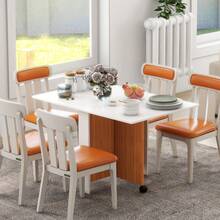 Folding Table Mobile Dining Table With Folding Worktop And Castors, Versatile Side Table For Kitchen And Dining Room In White - 1 - 查看 3