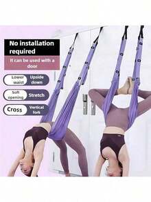 1pc  Dance Stretching Equipment - Yoga Strap, Backbend Training Yoga Stretching Rope With Door Anchor, Flexibility Trainer Stretching Equipment Assist Stretch Strap For Fitness Gymnastics Dance Aerial Yoga Ballet - Purple - View 4