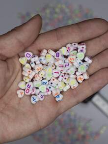 120/260 Stücke 7,3*7mm weiße herzförmige bunte Buchstabenperlen, für DIY Armbänder, Halsketten, Ohrring Sets