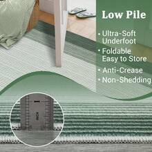 Washable Indoor Modern Bordered Accent Rug Soft Gradient Carpet Faux Wool Print Rug Stain Resistant Indoor Carpet With Non-Slip Backing Non-Shedding Low Pile Floor Cover For Laundry Kitchen Entryway - Green - View 7