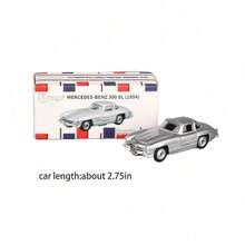 Burago Model Mobil Mini Diecast Skala 1/64 Berlisensi Resmi - //Cadillac/Chevrolet | Dekorasi Meja & Hadiah Ulang Tahun untuk Pria - MERCEDES-BENZ 300 SL (1954) - Perak - View 2