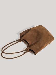 Retro Autumn/Winter Tote Bag, Niche Design, Suede Material, High-End Feel, Mother-Child Bag, Daily Commute, Versatile, Casual Bucket Bag, Matte Texture, New Arrival, Large Capacity, Underarm, Soft Surface, One Shoulder, Minimalist