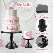 3Pcs Antique Cake Stand Set - Round Metal Cupcake Stands  - Elegant Dessert Display, For For Wedding, Birthday Party Decor,Halloween Decoration - 黑色 - 查看 8