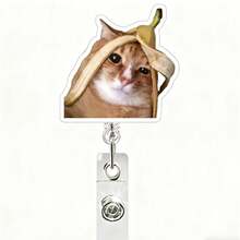 1pc Acrylic Cat Retractable Rotating Badge Reel, Nurse/Doctor ID Card Holder Keychain