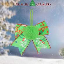Adornos navideños de lazo, bolas de piel sintética con purpurina para colgar en el árbol de Navidad - Verde - Ver 5