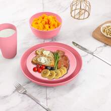 Plastic Plates And Bowls Sets, Dishwasher And Microwave , Reusable, Lightweight Unbreakable Dinnerware Sets 8, 32 Pcs - Kitchen, Camping, Outdoor, RV - Wheat Straw Look - 粉色 - 查看 2
