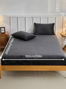 1 tấm ga trải giường, bộ đồ giường, tấm bảo vệ nệm, vỏ bọc giường, đồ dệt may gia dụng ấm cúng, vỏ bọc nệm mềm mại thoải mái, ga trải giường màu trơn, túi sâu, chỉ có ga trải giường, không có vỏ gối, chống bụi, có thể giặt bằng máy, quà tặng bộ đồ giường, phù hợp với giường đôi cỡ King cỡ Queen, có thể giặt bằng máy, đồ trang trí mùa thu, đồ trang trí mùa đông - Màu xám đen - Xem 16