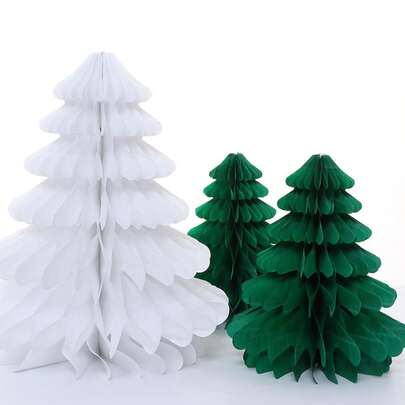 1 Piece Of Honeycomb Paper Center Decoration Christmas St. Patrick's Day Thin Paper Tree, Can Be Placed Or Hung, Decoration Green Honeycomb Christmas Tree Party (Christmas Tree) Store Scene Decoration, Shopping Mall Window, Christmas Decoration, Christmas Decoration, Honeycomb Decoration, Christmas Tree