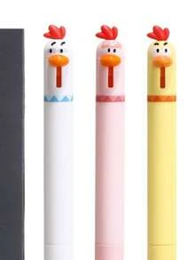 Dongmi Cute Chick-Shaped Ball Pen, Neutral Pen 0.5mm, 1pc, 2pcs, 3pcs, 4pcs Assortment, 12pcs Quick-Drying Black Pen For Study