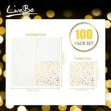 20/40/60/100张装优雅白色磨砂金箔圆点纸质鸡尾酒餐巾纸，6.5*6.5英寸，适用于婚礼、毕业典礼、单身派对及各种场合——用途广泛的庆典之选 - 白色 - 查看 10