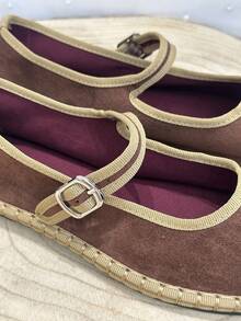 Women's Ballet Flats, Casual Ballet Flats, Fashionable Two-Tone Retro Mary Janes, Suitable For Dating And Daily Wear. - 棕色 - 查看 3