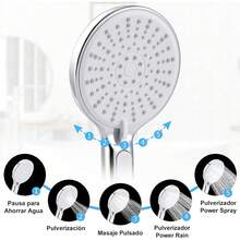 5'' Cabezal de Ducha de Mano, 5 Modos Ducha de Gran Caudal,Cromo de Cabezal de Ducha de Alta Presión,Regaderas para Baño con Manguera de 6,5ft Soporte y Cierre de Agua con un Toque,para Baño Hotel etc - Modelos con filtro - Ver 12