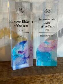 Personalized Acrylic Employee Of The Month Award Plaque Custom Text Desk Recognition Trophy Stylish Blue Marble Design Unique Corporate Gift For Staff Office Display Professional Achievement Keepsake