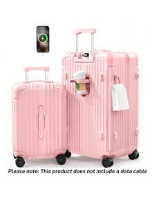 ANYZIP 2 件行李箱 20+28 英寸 PC+ABS 硬壳双万向轮 TSA 锁随身行李箱旅行行李箱行李箱耐用旅行行李箱套装行李箱套装随身携带 - 粉色 - 查看 8