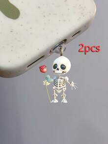 2pcs Cute 2D Acrylic Flat Black Cat Dust Plug, Suitable For Type-C & Lightning Charging Port, Phone Earphone Charging Interface Dust Plug Pendant Decor