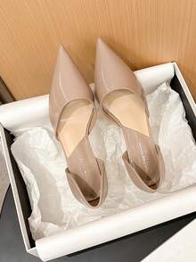 Xin Jing Shoes 女士时尚镂空高跟鞋，优雅，派对鞋 - 卡其色 - 查看 10