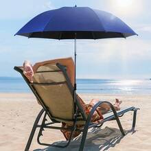 1 Beach Camping Umbrella With Clips, Sun Protection And UV-Resistant Parasol, Includes Storage Bag, Portable Adjustable Outdoor Sunshade In Four Colors, Lightweight And Durable Design, Suitable For Camping, Beach Chairs, Golf Carts, Wheelchairs, Pati, Patio Umbrella With Base, Outdoor Umbrella With Stand, Beach Umbrella, Umbrella For Patio, Backyard Umbrella, Beach Chair Umbrella, Wheelchair Shade, Modern Parasol, Compact Sunshade, Sturdy Construction, Uvresistant Fabric, Portable