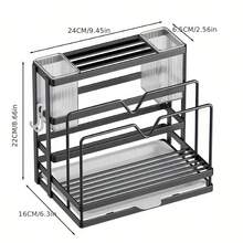 Stainless Steel Knife Holder & Kitchen Organizer Rack, All-In-One Cutting Board, Knife, Pot Lid, Utensil, Towel Holder, Rust-Resistant, Space-Saving, Easy To Clean, Durable Kitchen Accessory For Countertop/Wall