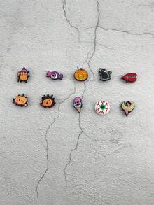 10 Peças/Conjunto Encantos com Padrão Cartoon, Adequado para Presentes de Halloween, Combinação Personalizada Gratuita, Decoração DIY, Presentes de Feriado