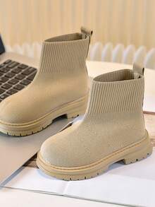 1 Pair Fashionable Snow Boots, Slip-On Design Suitable For Boy And Girl, Thick Insulated Lining, Suitable For Autumn/Winter Daily Wear And School - Khaki - View 3