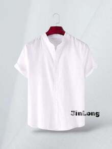 JL KIT 2 Men's Short Sleeve Casual Beach Linen Fashion Shirt - Trắng-Be - Xem 2