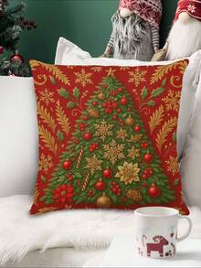 1 pièce Chemin de table sapin de Noël, Chemin de table décoratif de Noël, Chemin de table aspect lin de Noël, Chemin de table, Chemin de table, 1 pièce Chemin de table, 4 pièces Sets de table, 1 pièce Housse de coussin, 3 produits disponibles, Décoration saisonnière d'intérieur/extérieur pour fête d'hiver, Décoration de Noël pour la maison, Décoration de chambre de Noël, Fournitures de fête de Noël - Multicolore - Voir 5