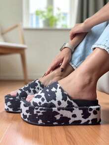 Women's  Slide Platform Clog - COW PRINT - 黑色 - 查看 5