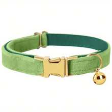 Customized- Velvet Nylon Personalized Cat Collar - Name Plate, Adjustable, Durable With Bell, Custom Engraved Pet Name & Phone Number, Without Battery - Multicolor - View 7