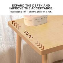 80cm/100cm Home Office Desk, Modern Minimalist Style Computer Desk, Dressing Table, Simple Study Desk Suitable For Small Spaces, Makeup And Dressing Table - Maple - View 4