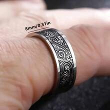 Men's Gothic Rock Punk 8mm Black Retro Stainless Steel Ring 8mm Wide Design Enhances Cool Aura Black Retro Tone Highlights Dark Style Stainless Steel Material Is Wear-Resistant & Easy To Maintain Suitable For Band Performances/Music Festivals/Punk Street Wear Easily Adds Personalized Rock Highlights To Hands - 12 - 查看 2