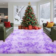 Large Shaggy Area Rug For Living Room & Bedroom – Stain-Resistant Fluffy Carpet With 1.4 In High Pile, Plush Aesthetic Throw Rug, Non-SIip Rubber Backing With 4 Anti-SIip Pads, Durable Edge Stitching – Cozy Minimalist Decor – Great Gift For New Year ! - Nhuộm màu tím - Xem 3
