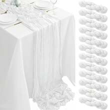 6/12Pack White Cheesecloth Table Runner 17x108Inch Spring Easter Cheese Cloth Table Runner 9FT Boho Gauze Table Runners Rustic Sheer Table Runners For Wedding Bridal Party Decor - 白色 - 查看 11