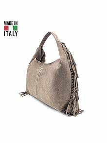 Suede Tassel Handbag - D04 TAUPE - View 2