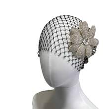Tiara Floral Elegante Ins com Flores Cintilantes, Acessório de Cabelo Nupcial Luxuoso de Tons Escuros para Casamento, Presente para Noiva e Dama de Honra - Fascinator, Acessórios de Fantasia de Halloween e Acessórios Essenciais para Festivais/Feriados de Aniversário