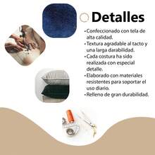 Set De 3 Cojines Rellenos Decorativos Extra Suaves De 45 Cm | Peluche Frontal Con Cierre - Azul Marino - Ver 6