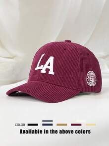Boné de beisebol ajustável de veludo cotelê com bordado LA frontal e lateral, 1 peça, adequado para viagens de primavera/outono, praia, uso casual, proteção solar, estilo Y2K para jovens - boné de baseball - Ver 18