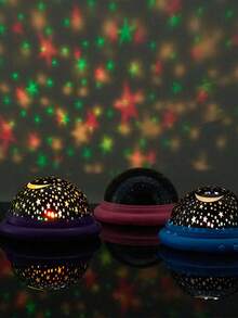 1pc UFO Shaped Starry Sky Projection Lamp, Battery Powered USB Power Supply, Cute Starry Sky Atmosphere Lamp Decoration Atmosphere Lamp, Multiple Color Combinations And Changes, Children's Room Decoration Bedside Lamp, Bedroom Bedside Lamp Projector - 彩色 - 查看 7