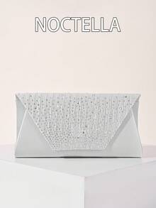 Noctella 闪耀优雅的莱茵石手提包，时尚单肩链条包，适合女士派对、婚礼、盛会和正式场合，是派对女孩和女士的理想之选，尤其适合派对、婚礼、舞会、盛会/宴会，是送给女性的最佳礼物。 - 銀色 - 查看 8