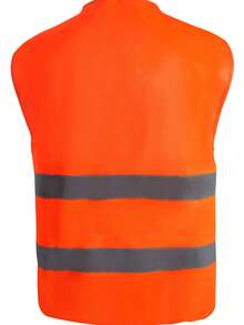 Men's High Visibility Vest With Reflective Stripes (Yellow & Orange) - Orange - View 4