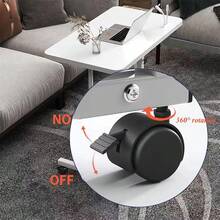 Desks With Casters, 65-87 Cm, Height-Adjustable Mobile Standing Desk, Overbed Table, Foldable Laptop Table, 180° Rotating Tabletop For Office, Living Room, Bedroom - Black - View 3