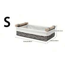 2 件 (S+M)/1 件柳条篮，适用于家庭整理和储存、带手柄的厨房和浴室储物篮、浴室台面、卧室、客厅、宿舍、办公室配件、家居装饰、农舍装饰、秋季装饰储存、返校用品、卧室收纳篮、节日派对装饰礼物 - 卡其色 - 查看 15