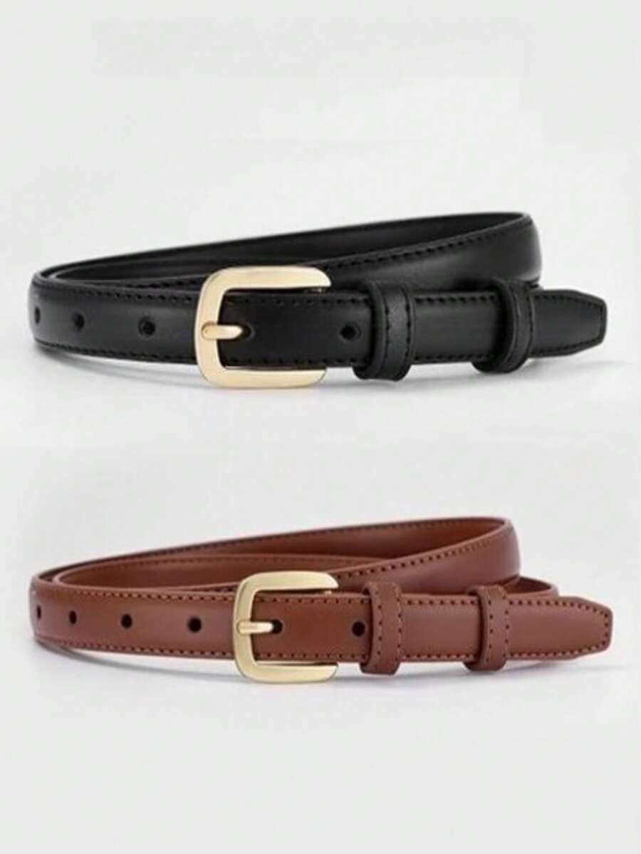 1/2pcs Belt Ladies Fashion Hundred With Jeans Belt Female Simple Korean Version Of The Senior Sense Of Ins Style Trouser Belt Black