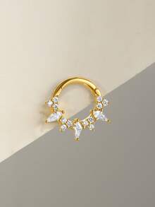 SereneSpark 1PC 925 Sterling Silver Classic Nose Ring Tiny And Light Helix Piercing Fine Jewelry Septum Cartilage Spiral Ear Tragus, Suitable For Women's Daily Wear - Gold - View 4