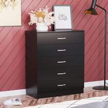 Vida Designs Pine Chest Of Drawers, 5 Drawer With Metal Handles & Runners, Unique Anti-Bowing Drawer Support, Riano Bedroom Furniture - Black - View 4
