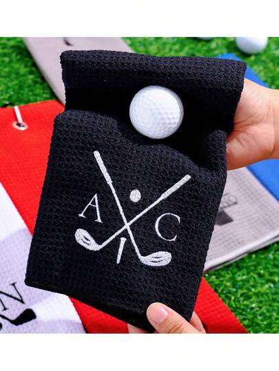 One Personalized Embroidered Golf Towel, Letter Golf Towel, Custom Golf Towel, Best Man Gift, Father's Day Gift, Christmas Gift, Fisherman Golf Towel, Microfiber, Polyester And Nylon, Hand Wash Only, Waffle Texture, Soft Material, With Carabiner, Suitable For Golf Bags, Men And Women, Golf Accessories, Perfect For Father's Day, Birthdays, Retirement.