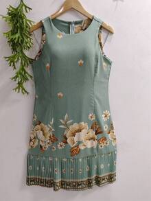 Plain  Dress With Fake - Olive Green - View 1