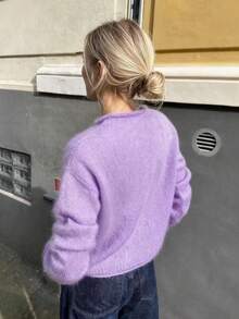 Women's Casual Mohair Turtleneck Knit Sweater, Autumn/Winter - Mauve Purple - View 3