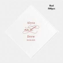 20-500 Pcs Custom Wedding Napkins, 3-Ply Personalized Cocktail Napkins For Engagement, Anniversary And Bachelorette, Suitable For Couple, Lovers, Romantic Decor, Disposable Beverage/Dessert Napkins For Table Decorations, Custom Rehearsal Dinner Napkins - Multicolor - View 17